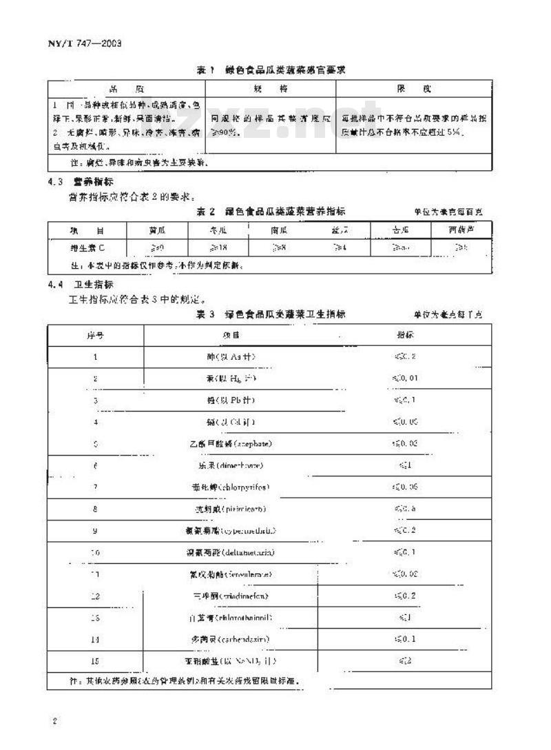NY/T 747-2003 绿色食品 瓜类蔬菜