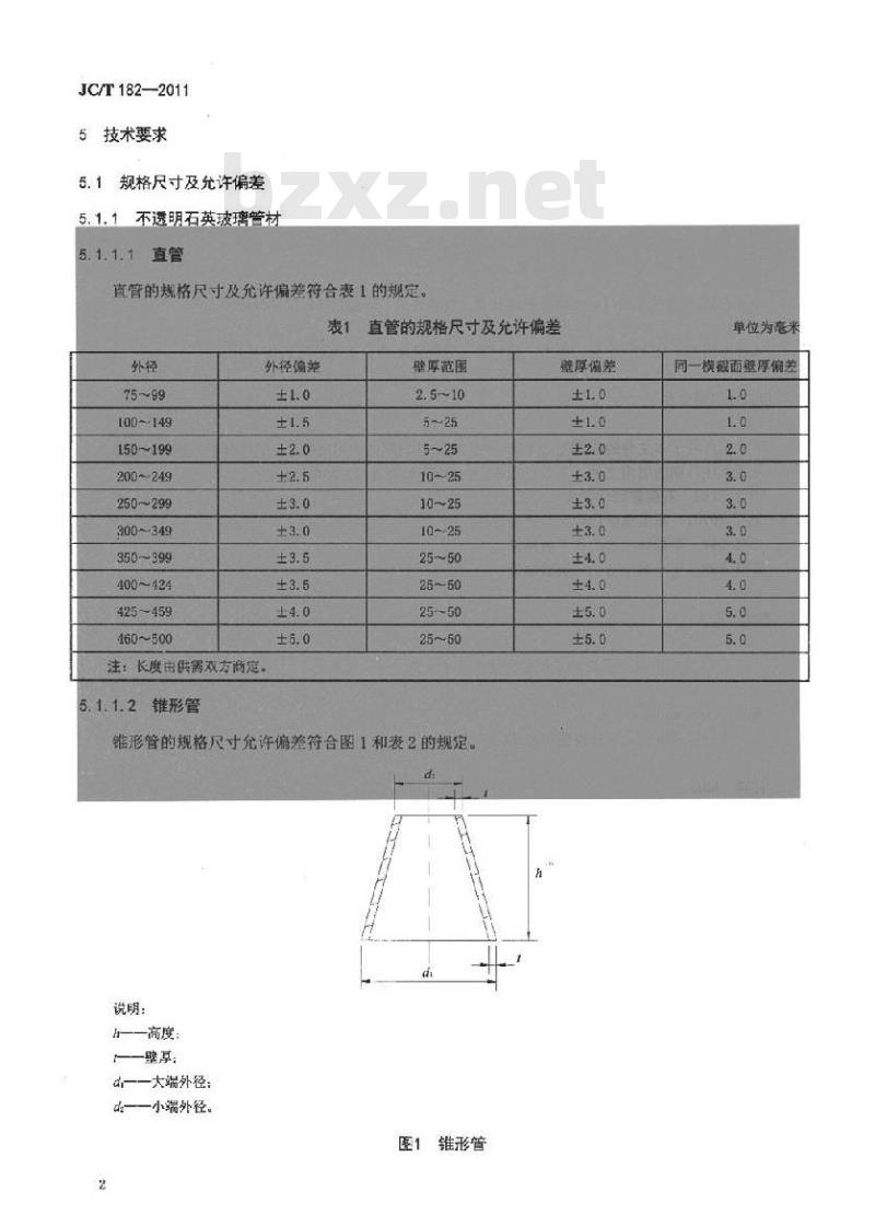 JC/T 182-2011 不透明石英玻璃制品