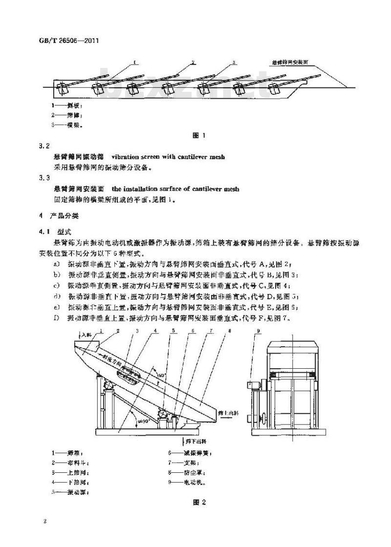 GB/T 26506-2011 悬臂筛网振动筛