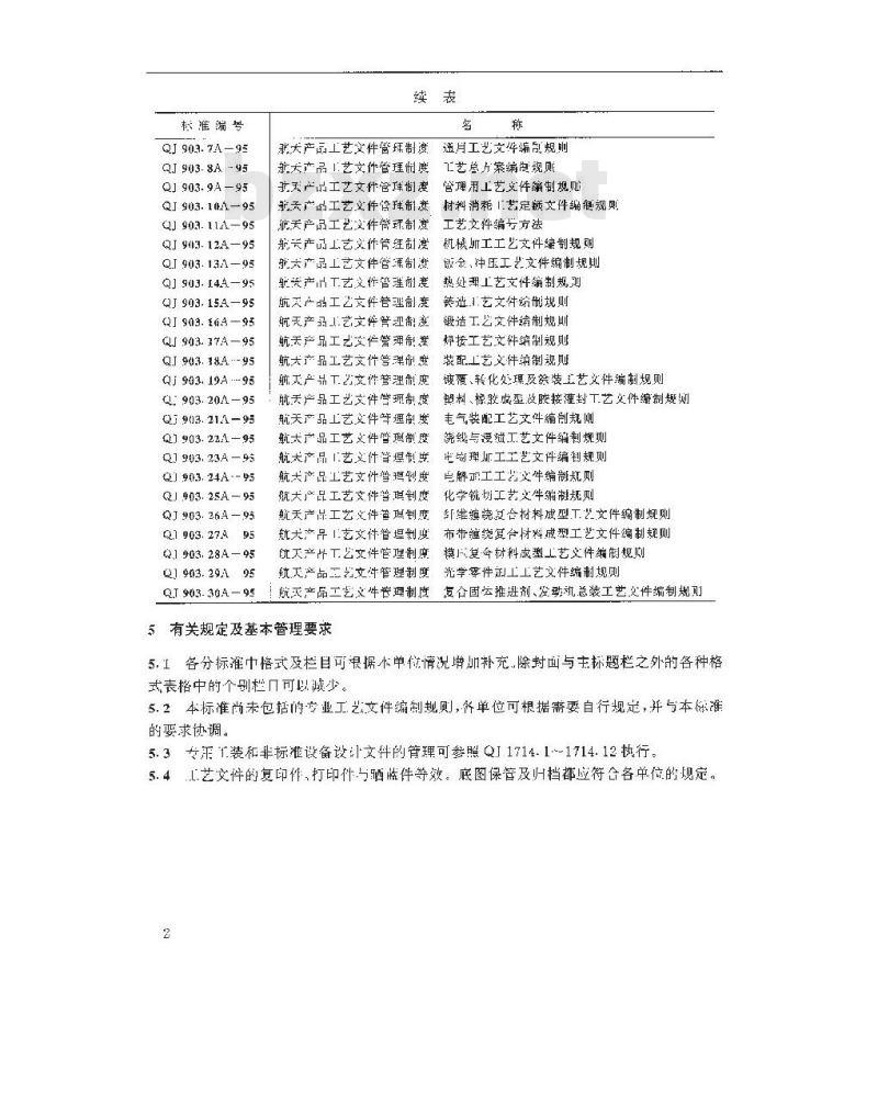 QJ 903-1A-1995 航天产品工艺文件管理制度