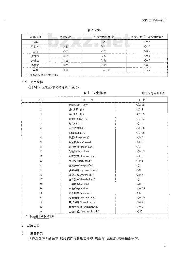 NY/T 750-2011 绿色食品 热带、亚热带水果