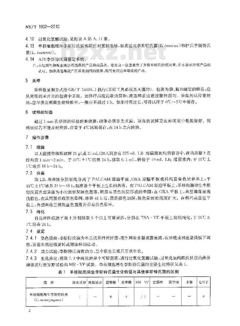 NY/T 1902-2010 饲料中单核细胞增生李斯特氏菌的微生物学检验