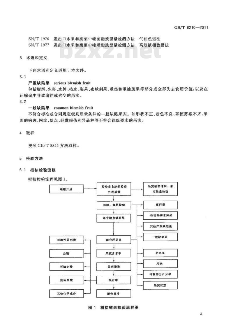 GB/T 8210-2011 柑桔鲜果检验方法