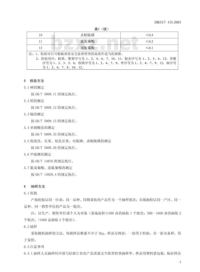 DB 33/T 435-2003 干果类产品质量安全监督抽查检验细则
