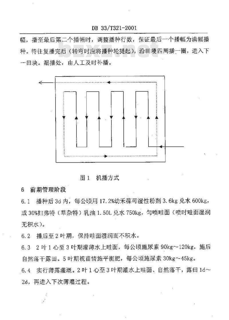 DB 33/T 321-2001 单季晚(粳)稻机械直播栽培技术操作规程