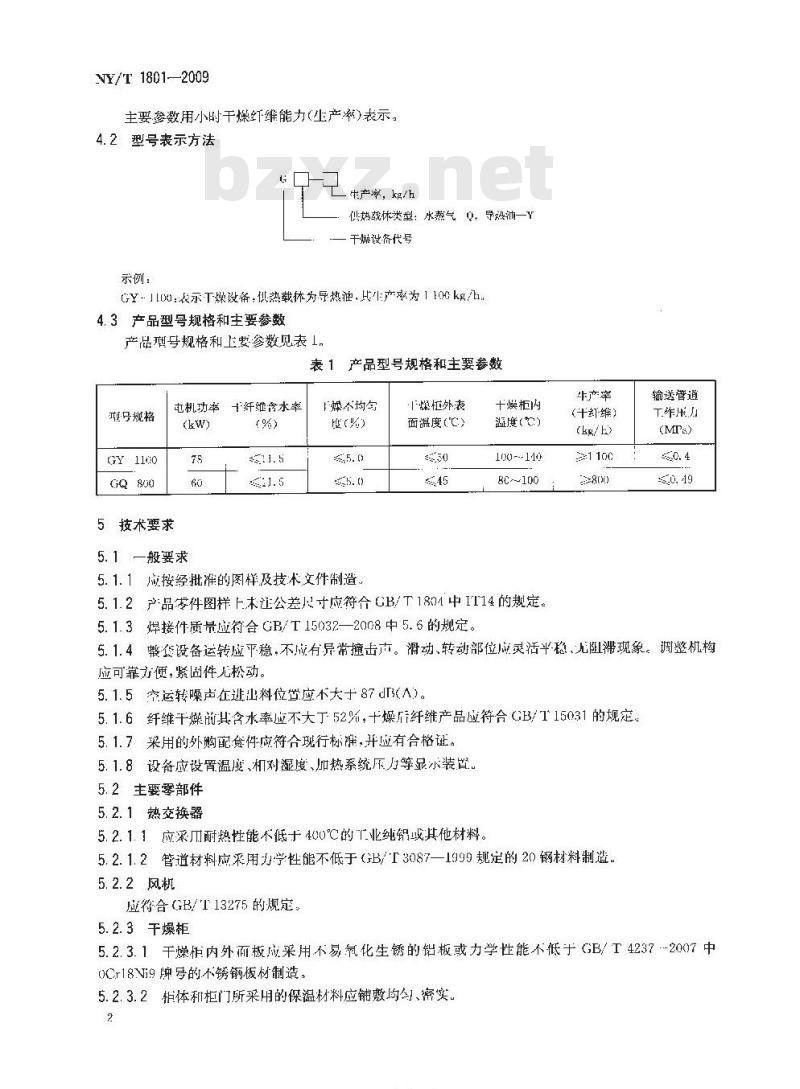 NY/T 1801-2009 剑麻加工机械纤维干燥设备