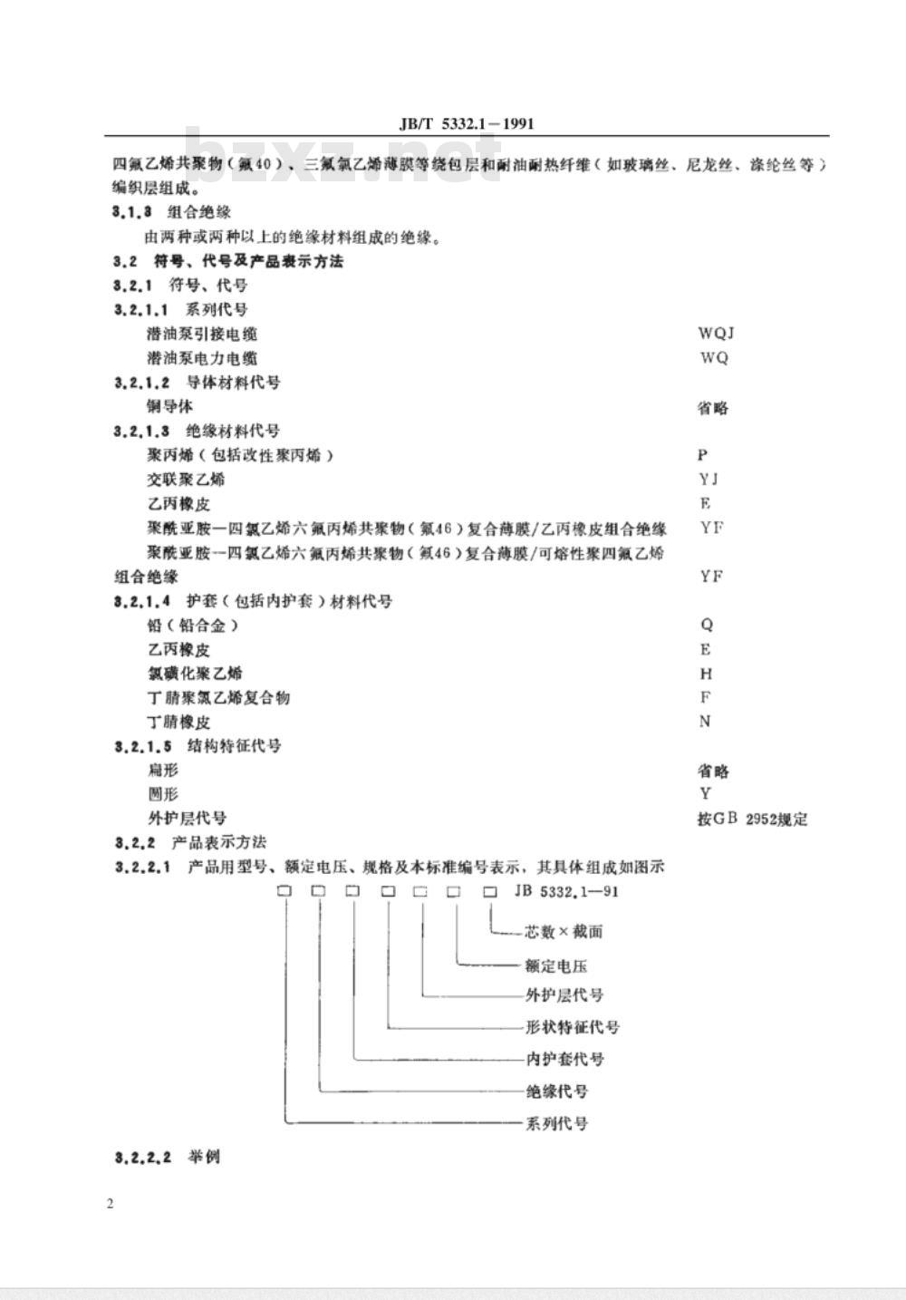JB/T 5332.1-1991 额定电压3.6/6kV 及以下电动潜油泵电缆 第一部分 一般规定