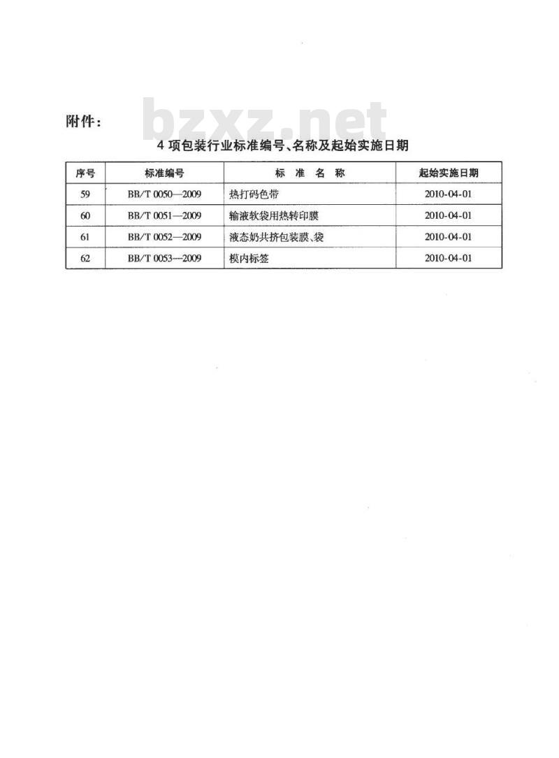 BB/T 0052-2009 液态奶共挤包装膜、袋