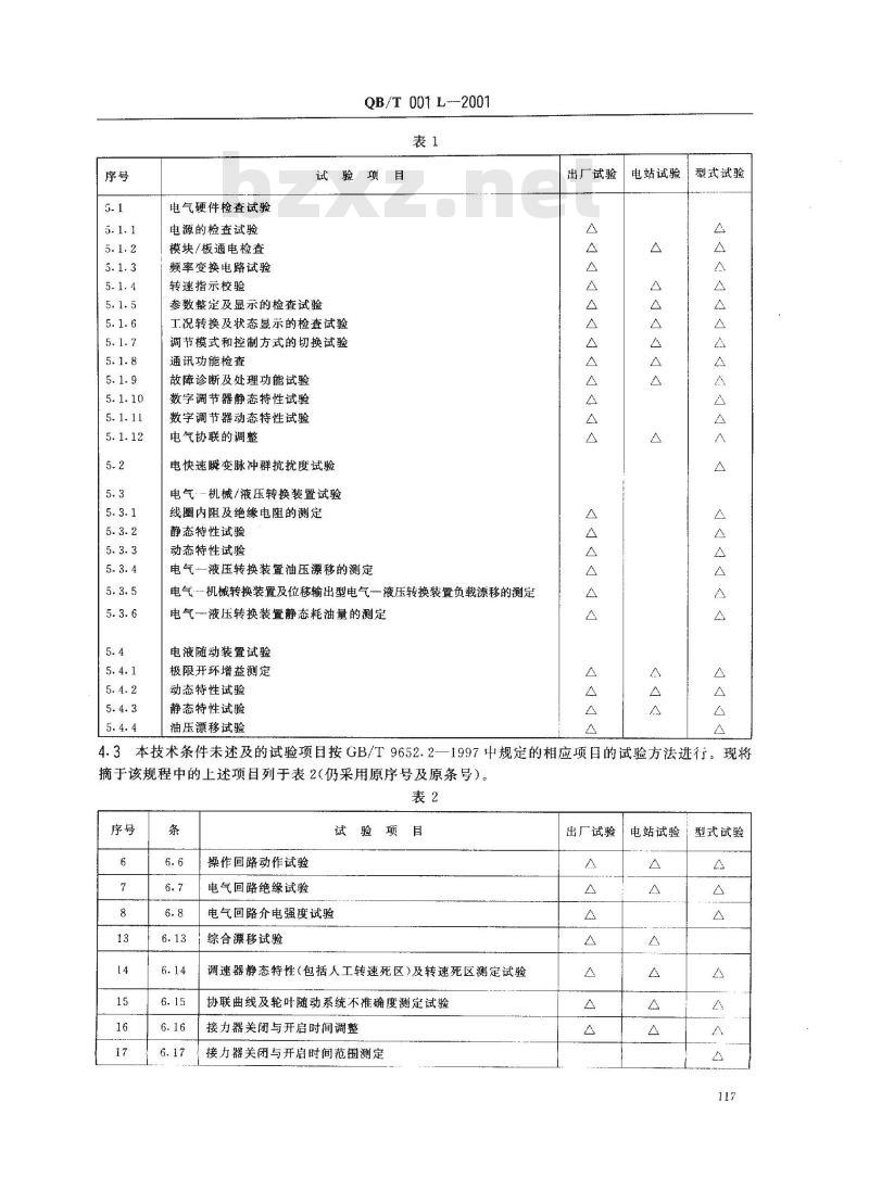 QB/T 001L-2001 水轮机数字式电液调速器技术条件