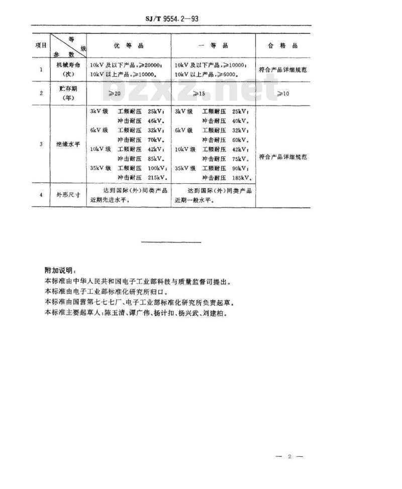 SJ/T 9554.2-1994 负荷开关用真空开关管质量分等标准