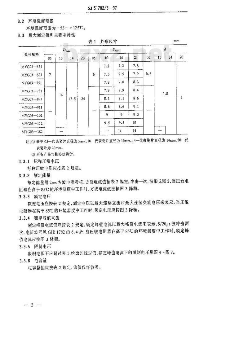 SJ 51782.3-1997 MYG03型压敏电阻器详细规范