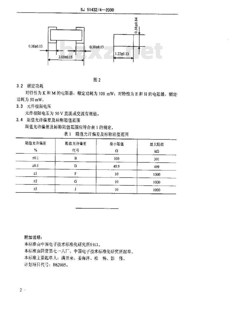 SJ 51432.4-2000 RMK2012型有可靠性指标的片式膜固定电阻器详细规范