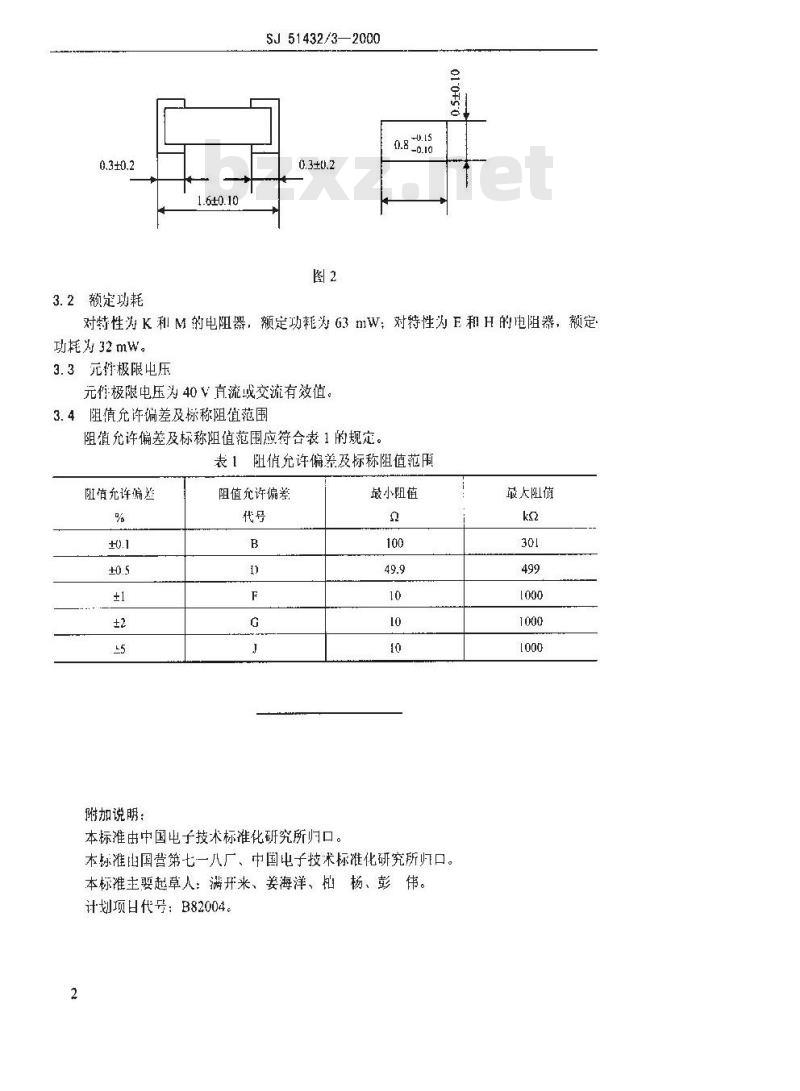 SJ 51432.3-2000 RMK1608型有可靠性指标的片式膜固定电阻器详细规范