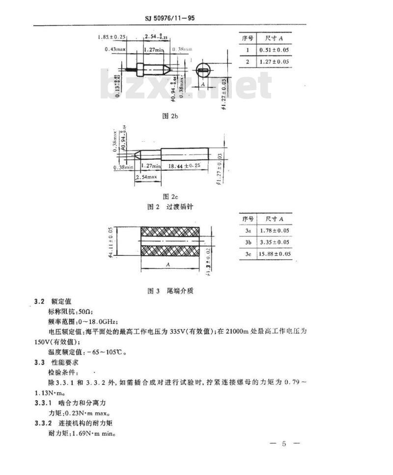 SJ 50976.11-1995 SMA系列(带状线或微带传输线用)插针接触件法兰安装射频同轴插座连接器详细规范