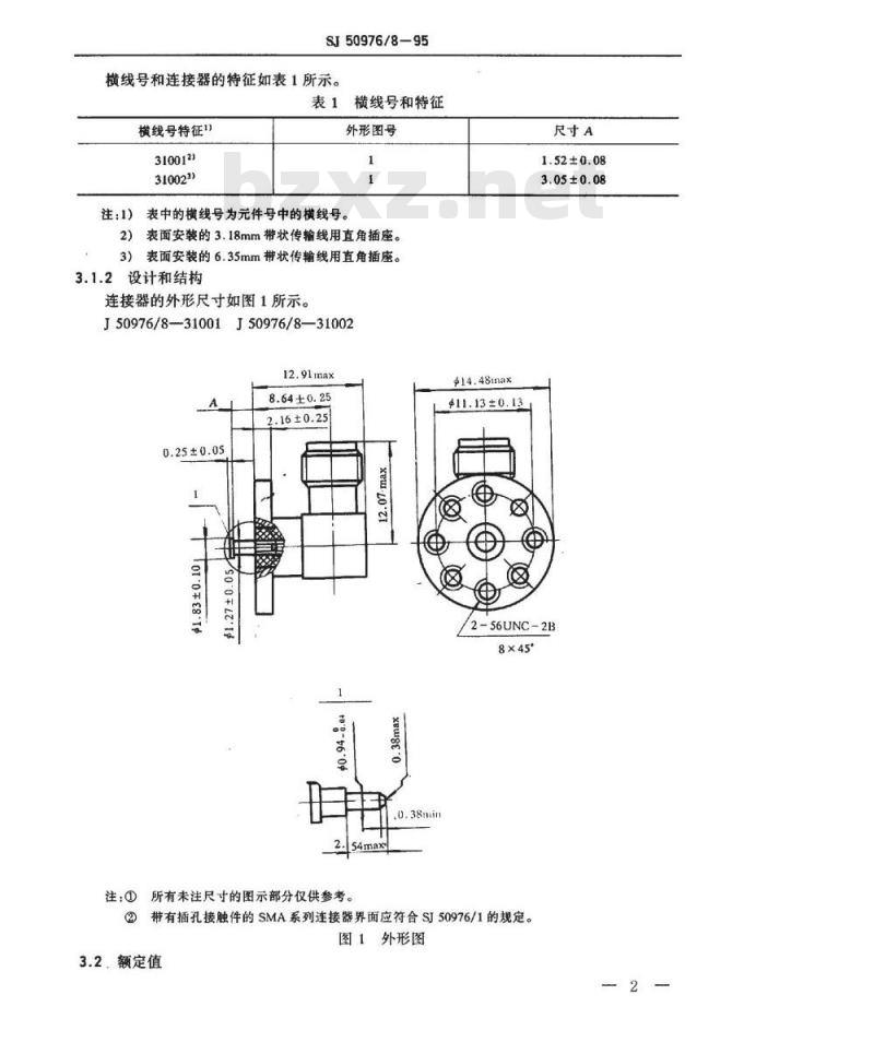 SJ 50976.8-1995 SMA系列(带状线或微带传输线用)插孔接触件8孔表面装接直角射频同轴插座连接器详细规范