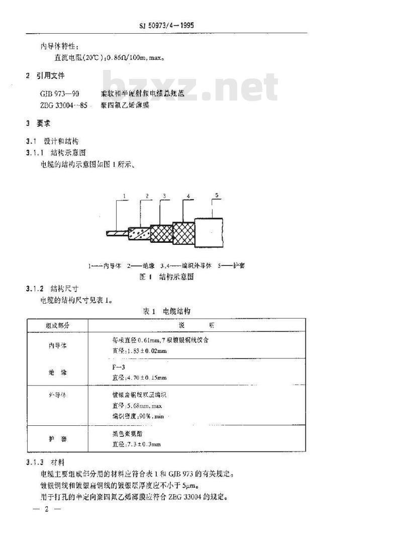 SJ 50973.4-1995 SFCJ-50-5-51型打孔聚四氟乙烯绝缘柔软射频电缆详细规范