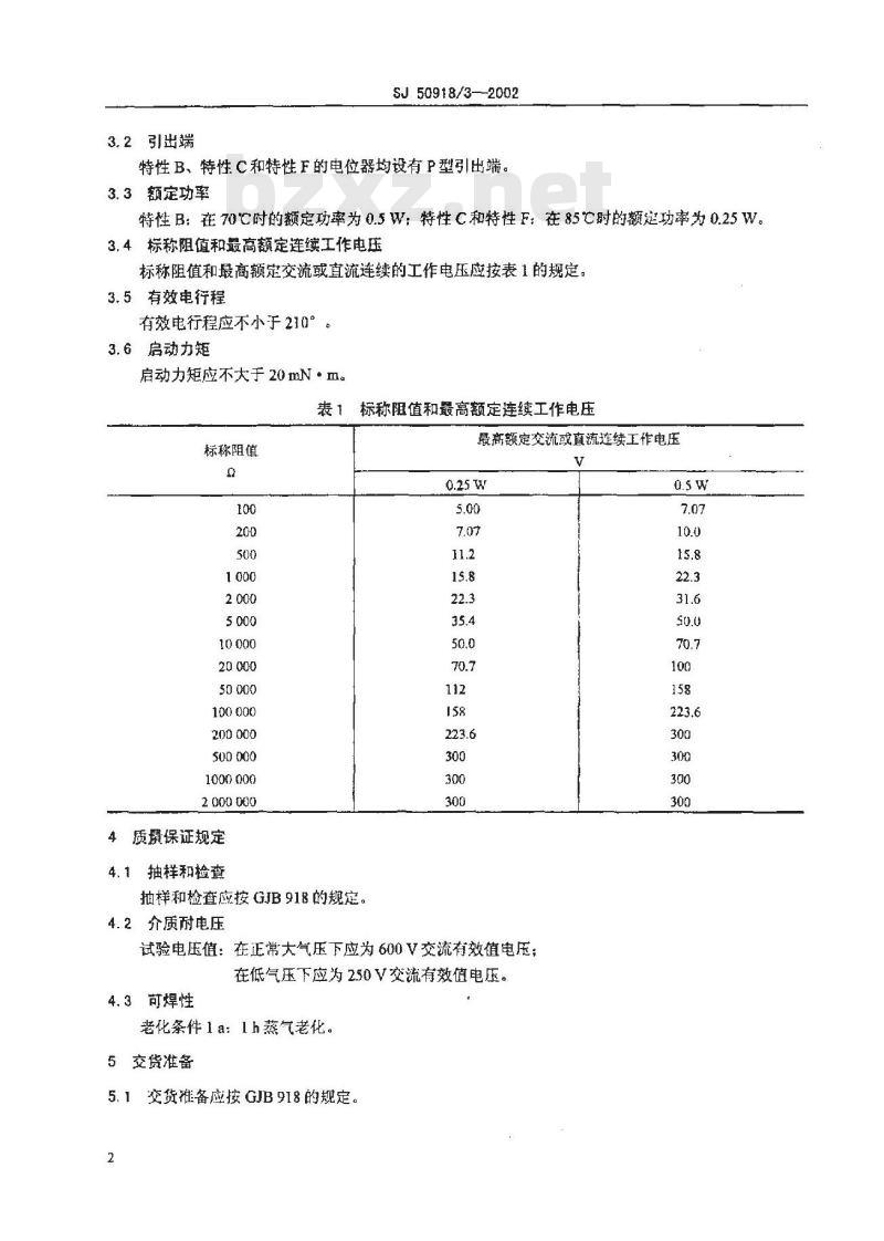 SJ 50918.3-2002 WJ56型旋转非线绕预调电位器详细规范