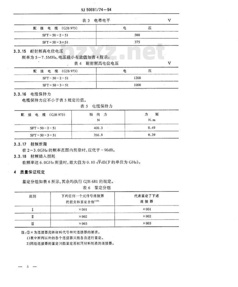 SJ 50681.74-1994 N系列(接半硬电缆)插孔接触件2级射频同轴插头连接器详细规范