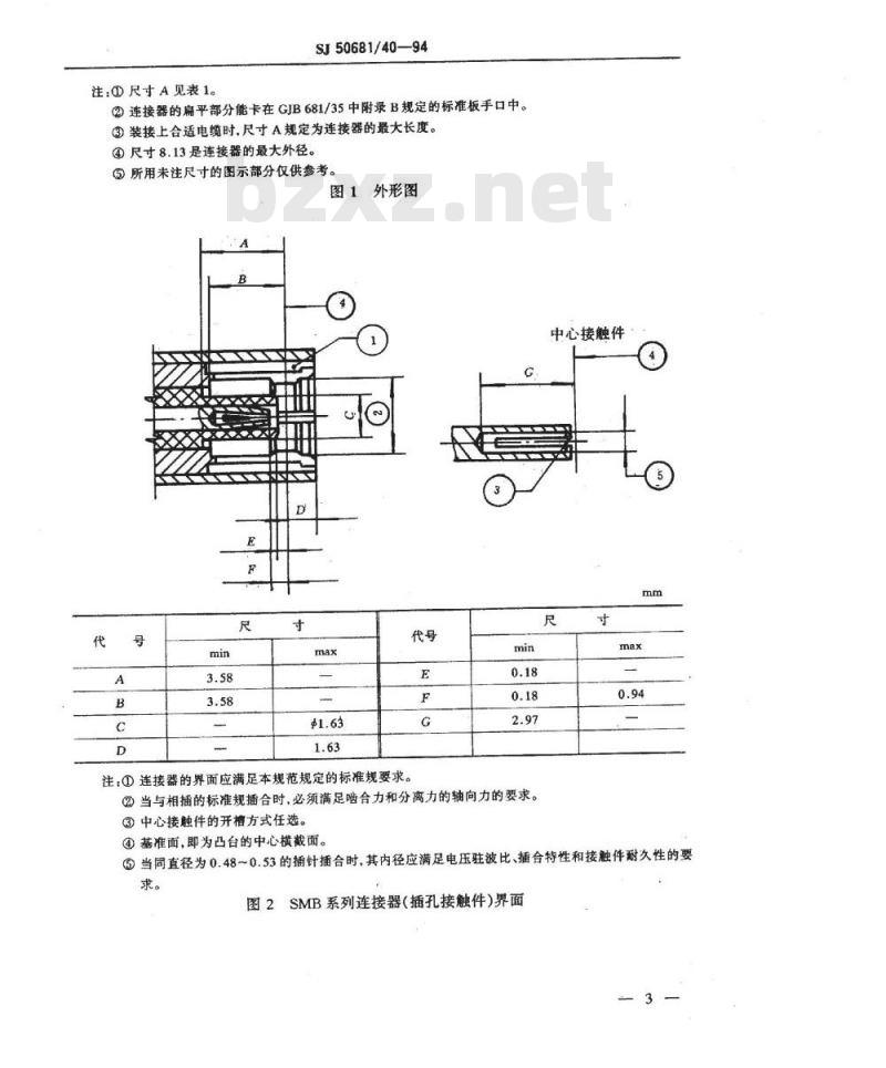 SJ 50681.40-1994 SMB系列(接电缆)插孔接触件2级射频同轴插头连接器详细规范