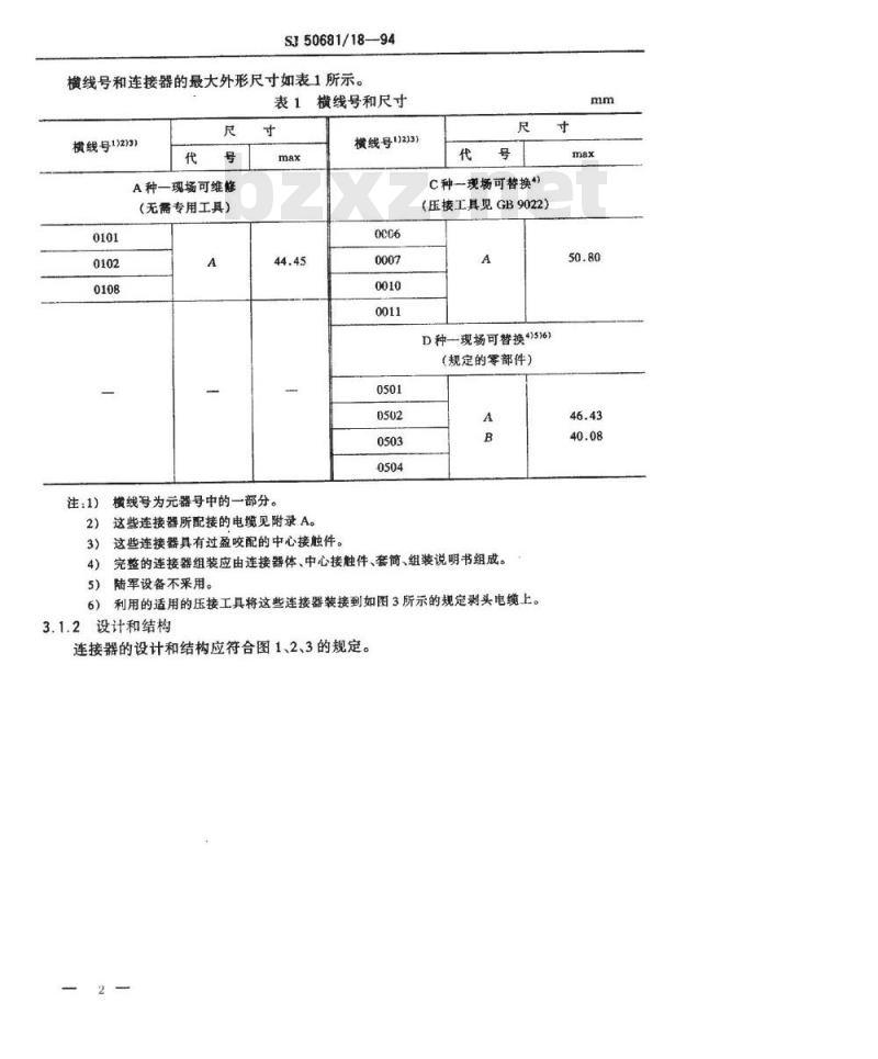 SJ 50681.18-1994 BNC系列(接电缆)插针接触件直角2级射频同轴插头连接器详细规范