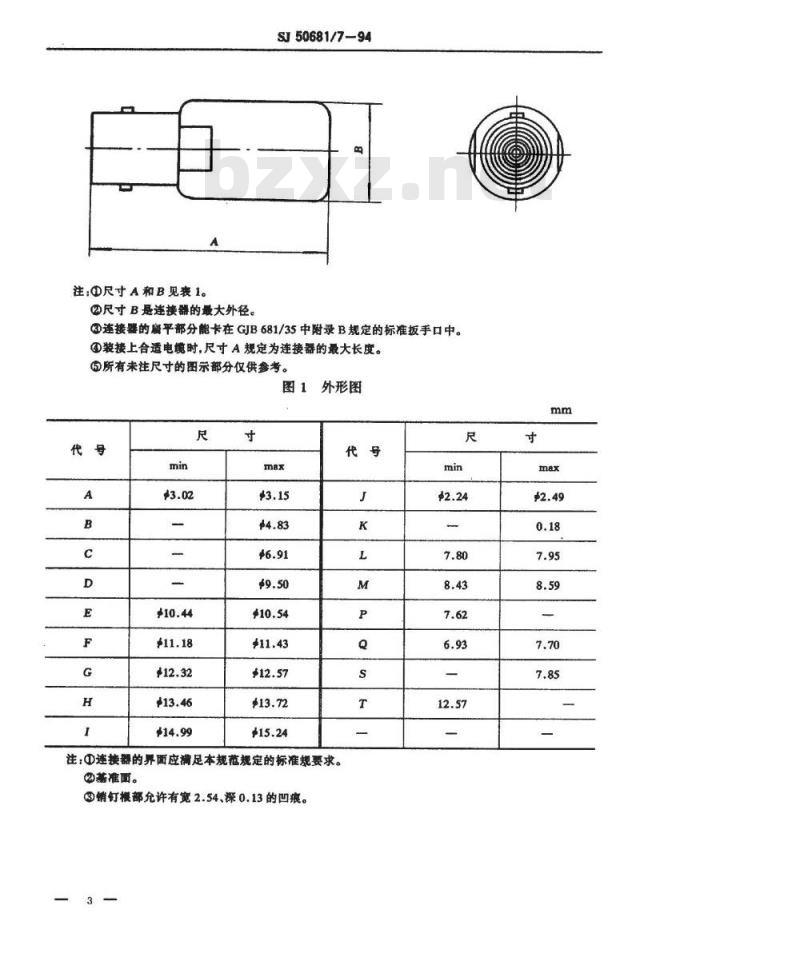 SJ 50681.7-1994 C系列(接电缆)插孔接触件2级射频同轴插头连接器详细规范