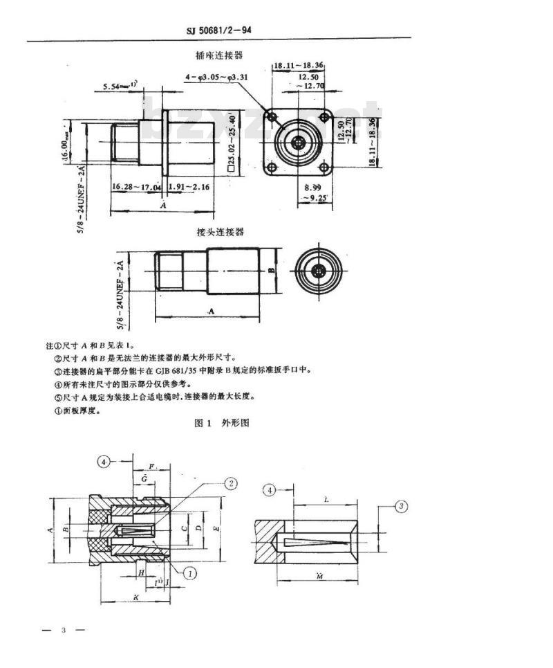 SJ 50681.2-1994 N系列(接电缆)插孔接触件法兰安装2级射频同轴插头和插座连接器详细规范