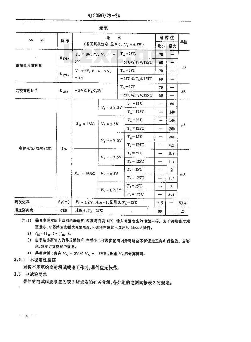 SJ 50597.26-1994 半导体集成电路 JF14573型CMOS四程控运算放大器详细规范