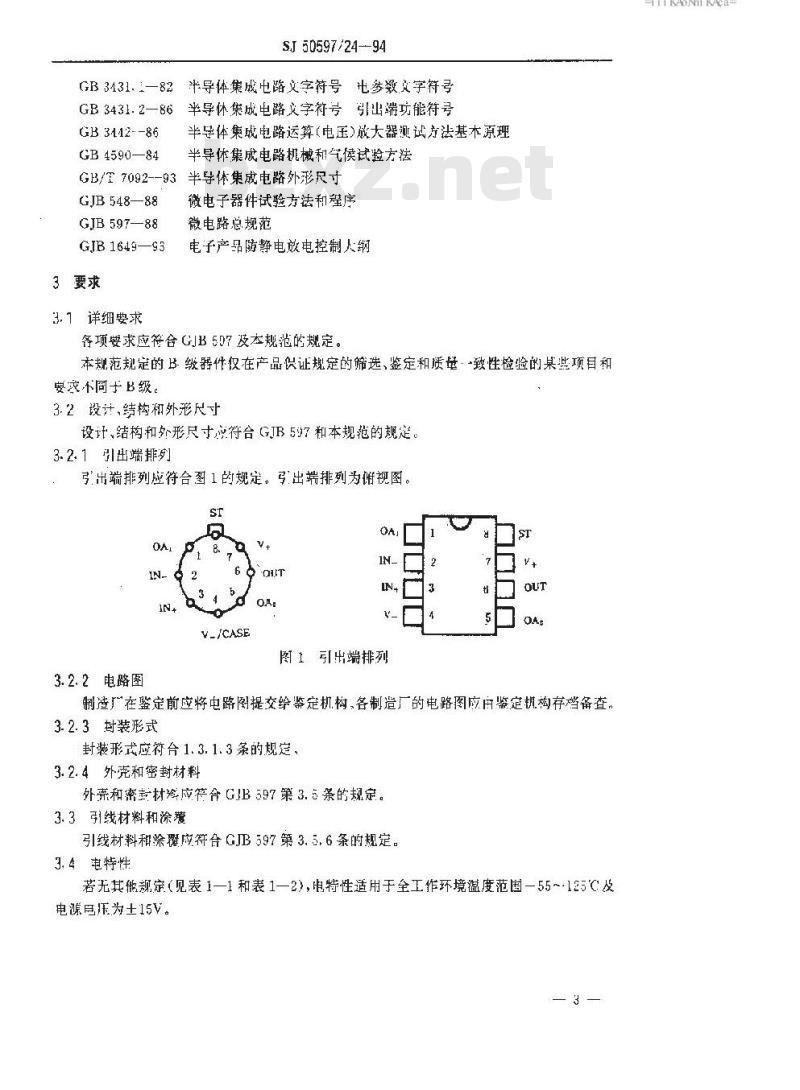 SJ 50597.24-1994 半导体集成电路.JF3140、JF3140A型BiMOS高输入阻抗运算放大器详细规范