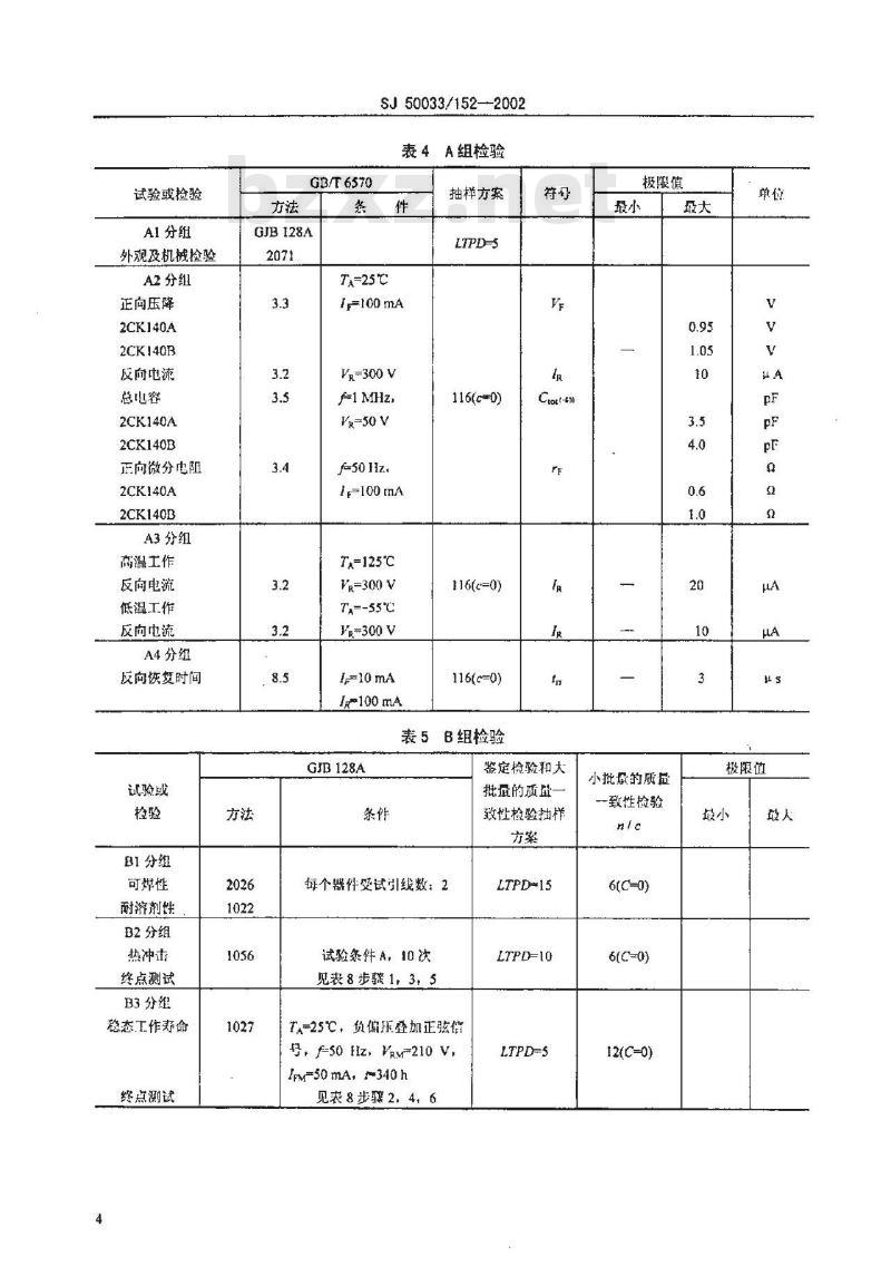 SJ 50033.152-2002 半导体分立器件 2CK140型微波开关二极管详细规范