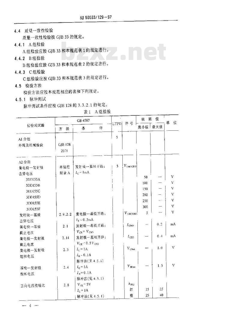 SJ 50033.129-1997 半导体分立器件 3DD155型低频大功率晶体管详细规范