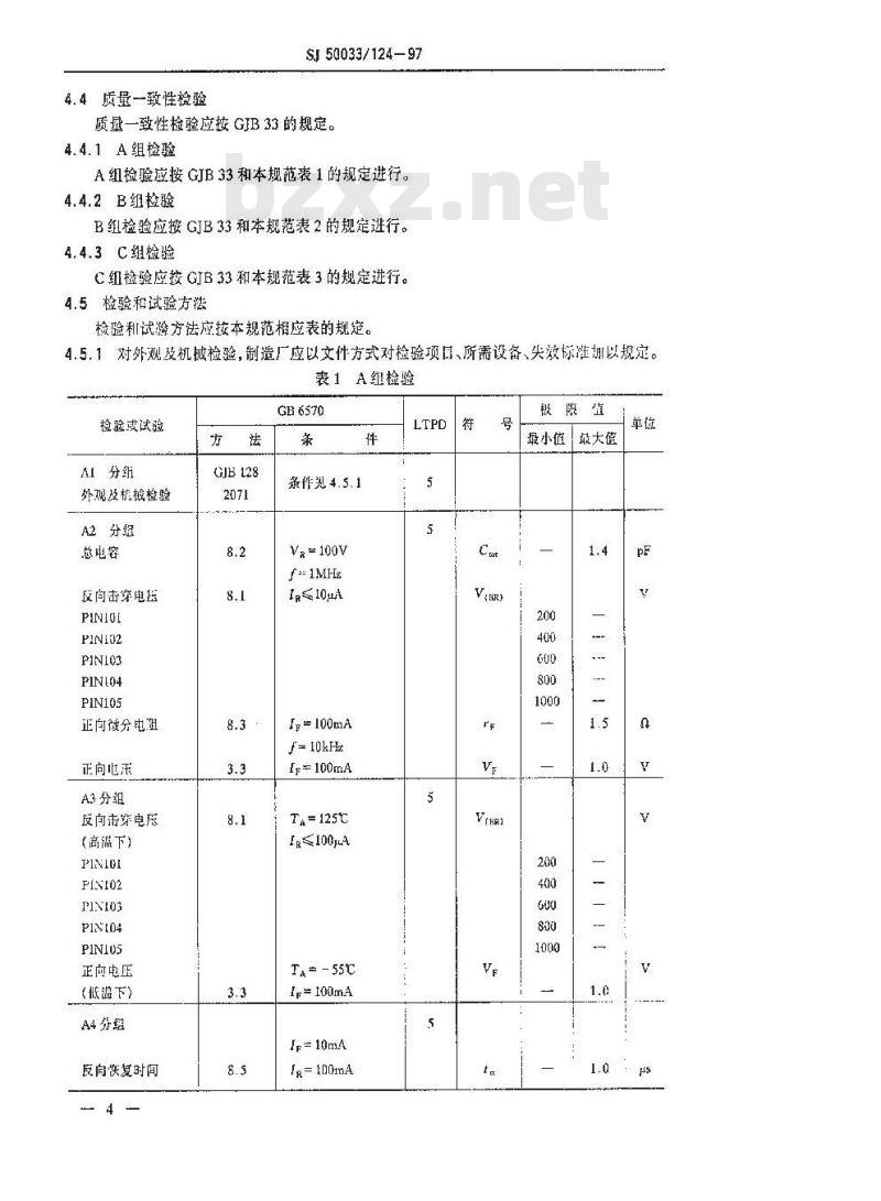 SJ 50033.124-1997 半导体分立器件 PIN101～105型硅PIN大功率二极管详细规范