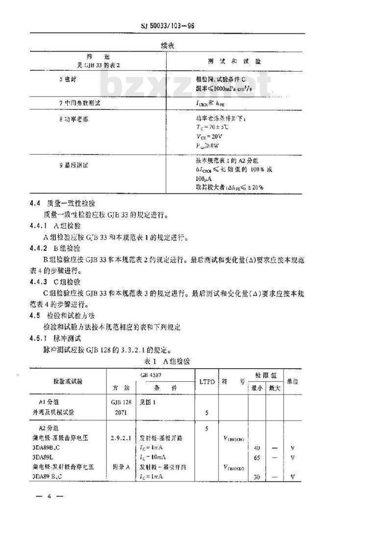 SJ 50033.103-1996 半导体分立器件 3DA89型高频功率晶体管详细规范
