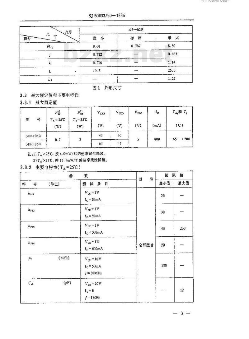 SJ 50033.90-1995 半导体分立器件 3DK106型NPN硅小功率开关晶体管详细规范