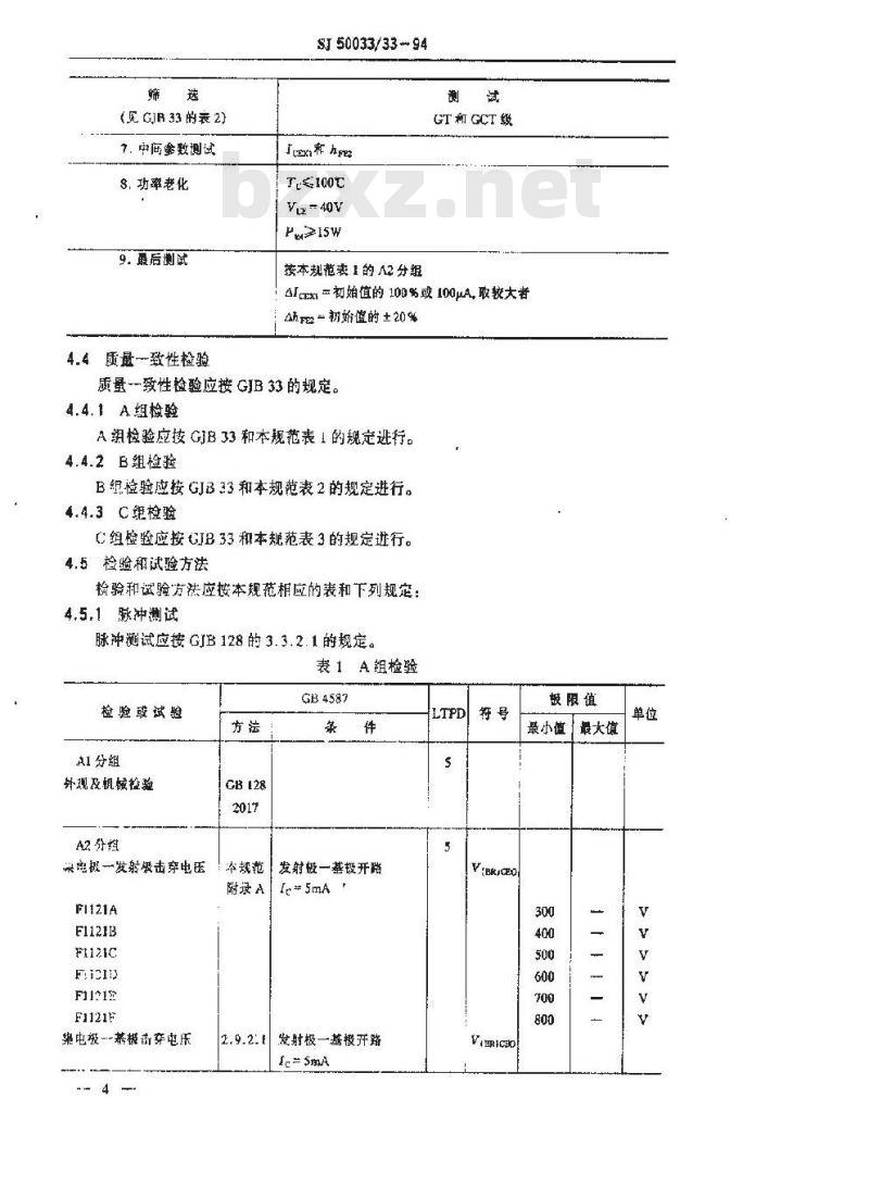 SJ 50033.33-1994 半导体分立器件 F1121型NPN硅功率达林顿晶体管详细规范