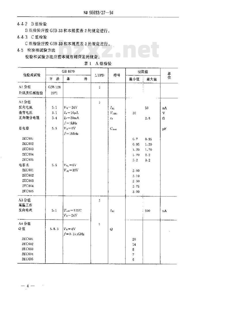 SJ 50033.27-1994 半导体分立器件 2EC600系列砷化镓变容二极管详细规范