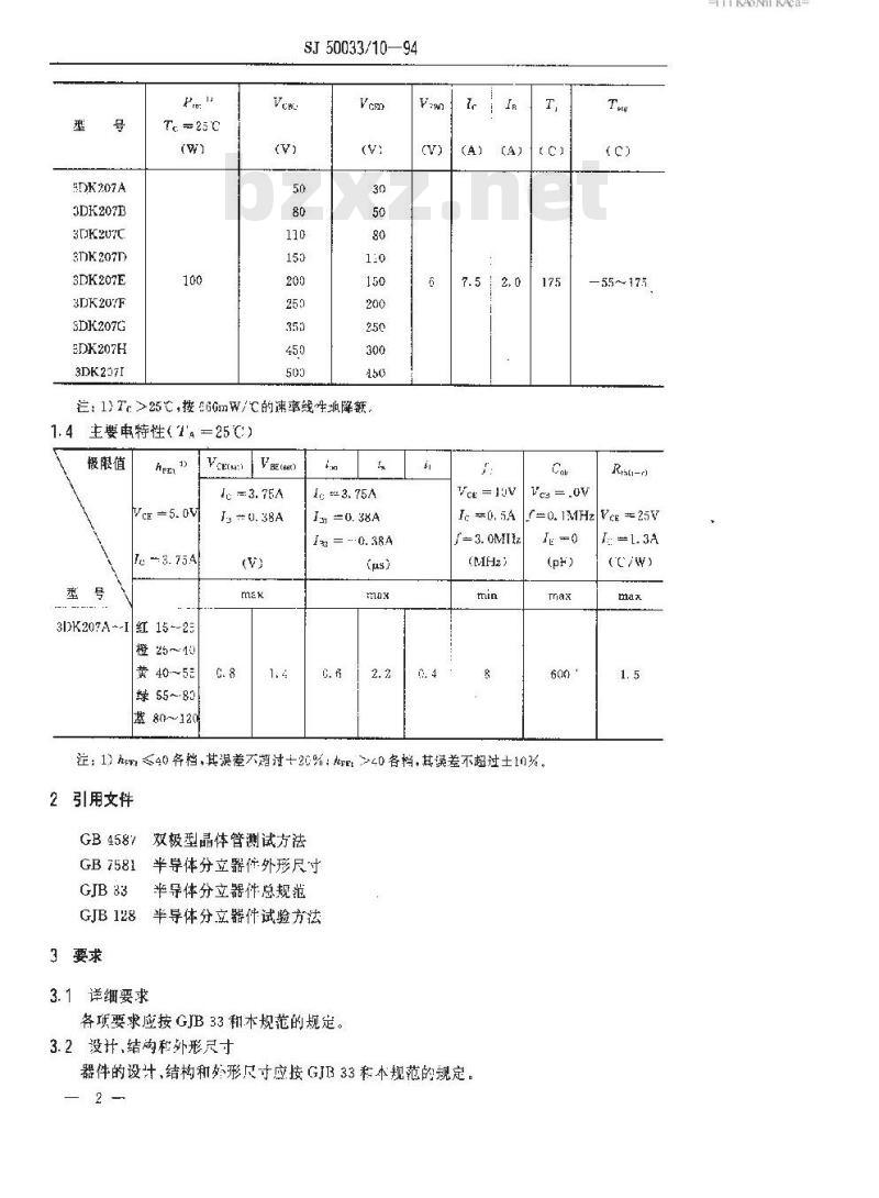 SJ 50033.10-1994 半导体分立器件3DK207型功率开关晶体管详细规范