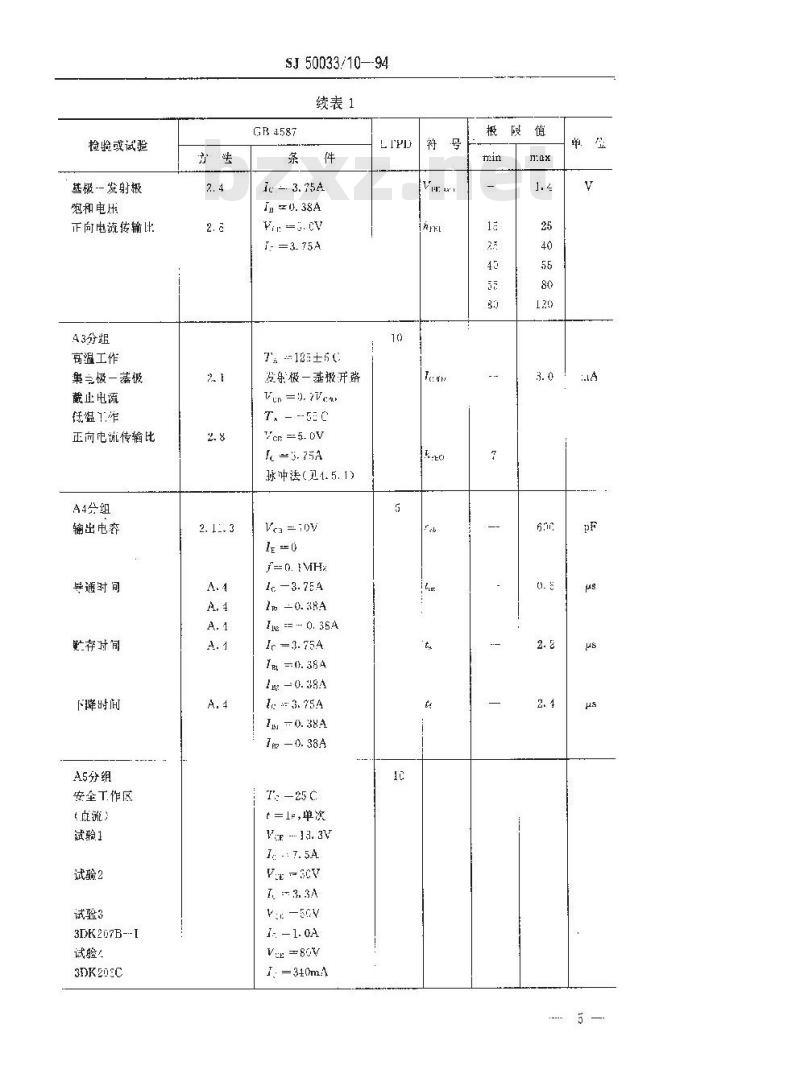 SJ 50033.10-1994 半导体分立器件3DK207型功率开关晶体管详细规范