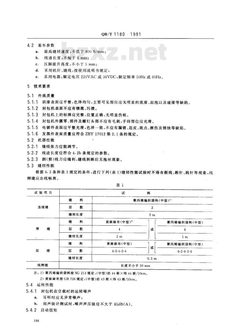 QB/T 1180-1991 工业缝纫机GK型手提式封包机机头
