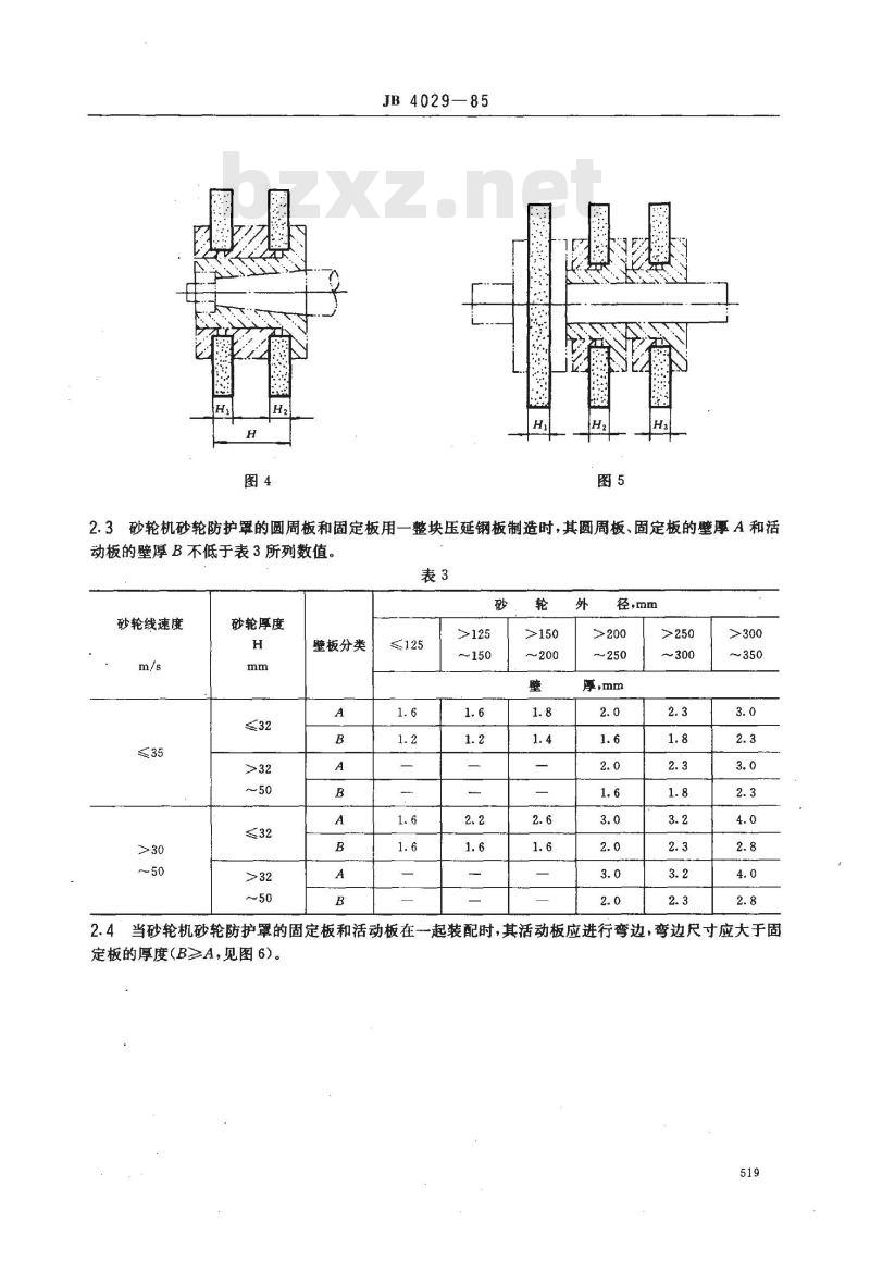 JB 4029-1985 磨床砂轮防护罩安全防护技术要求