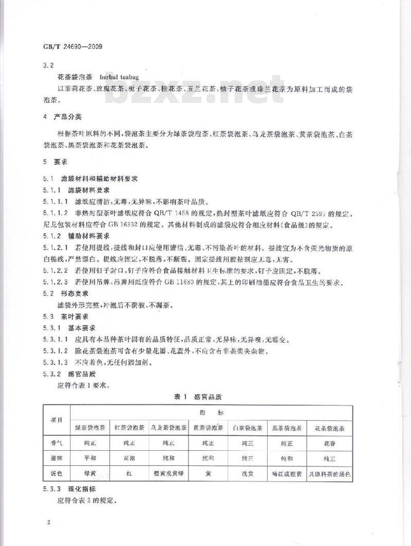 GB/T 24690-2009  袋泡茶