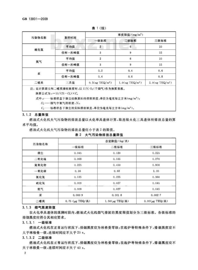 GB 13801-2009  燃油式火化机大气污染物排放限值