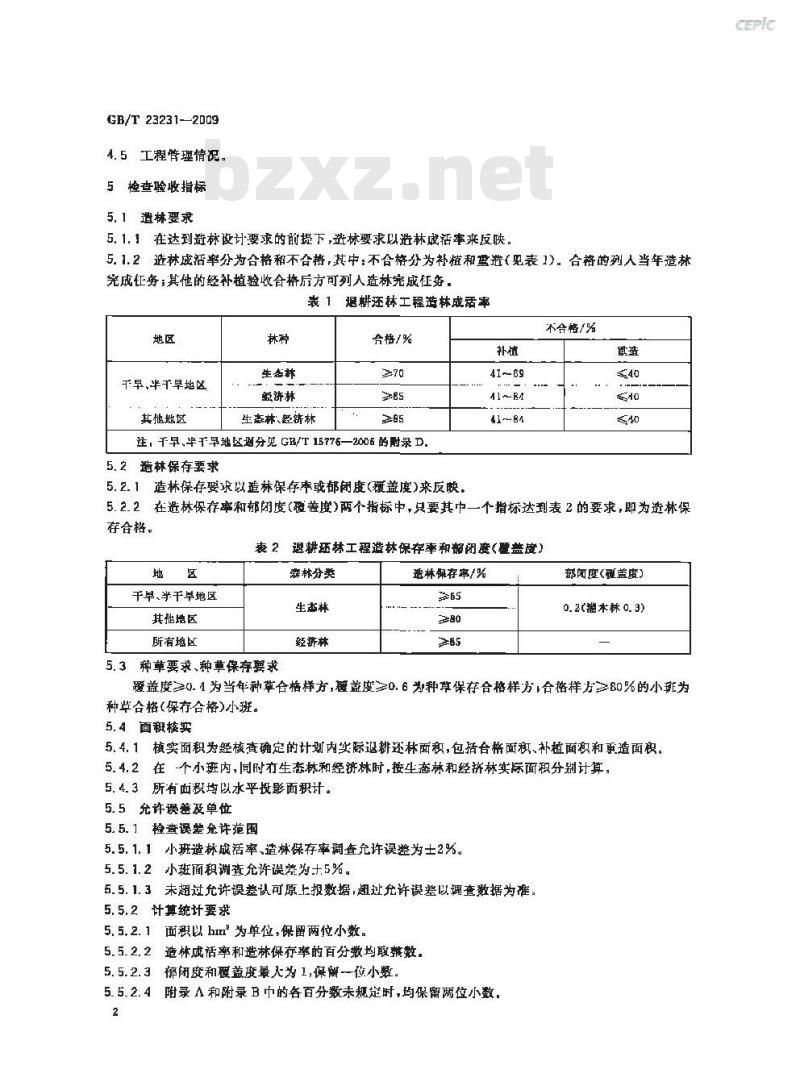 GB/T 23231-2009 退耕还林工程检查验收规则