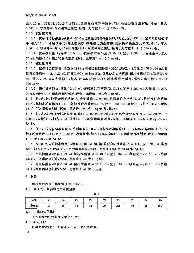 GB/T 23362.4-2009 高纯氢氧化铟化学分析方法 第4部分：铝、铁、铜、锌、镉、铅和铊量的测定 电感耦合等离子体质谱法