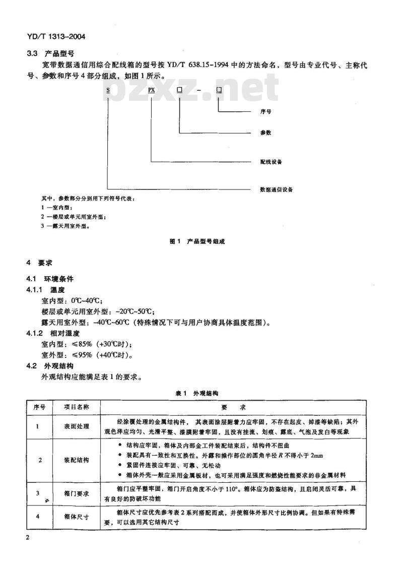 YD/T 1313-2004 宽带数据通信用综合配线箱