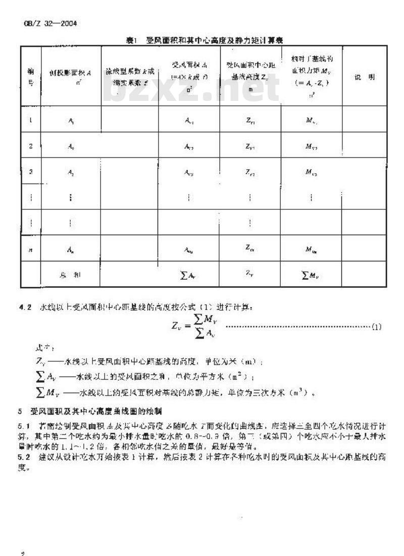 CB/Z 32-2004 水面舰船受风面积计算方法