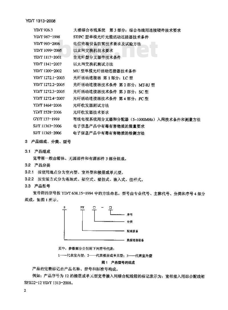 YD/T 1313-2008 宽带接入用综合配线箱