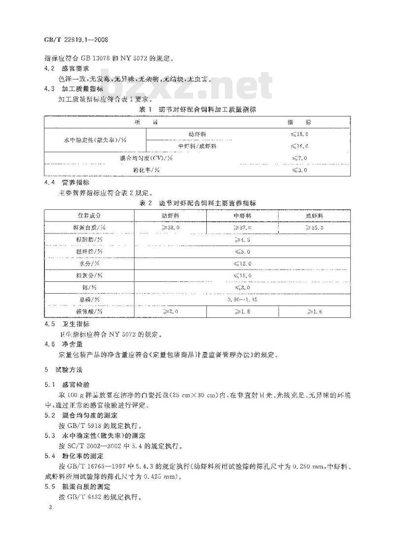 GB/T 22919.1-2008 水产配合饲料 第1部分：斑节对虾配合饲料