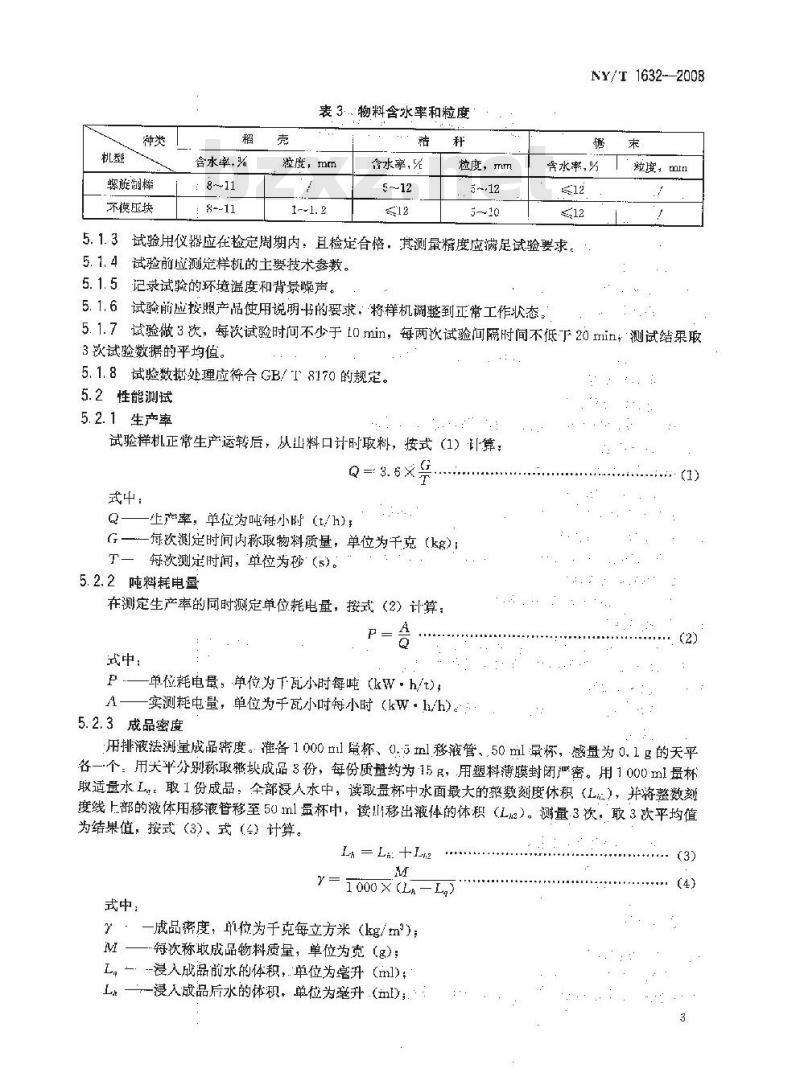NY/T 1632-2008 可燃废料压制机 质量评价技术规范