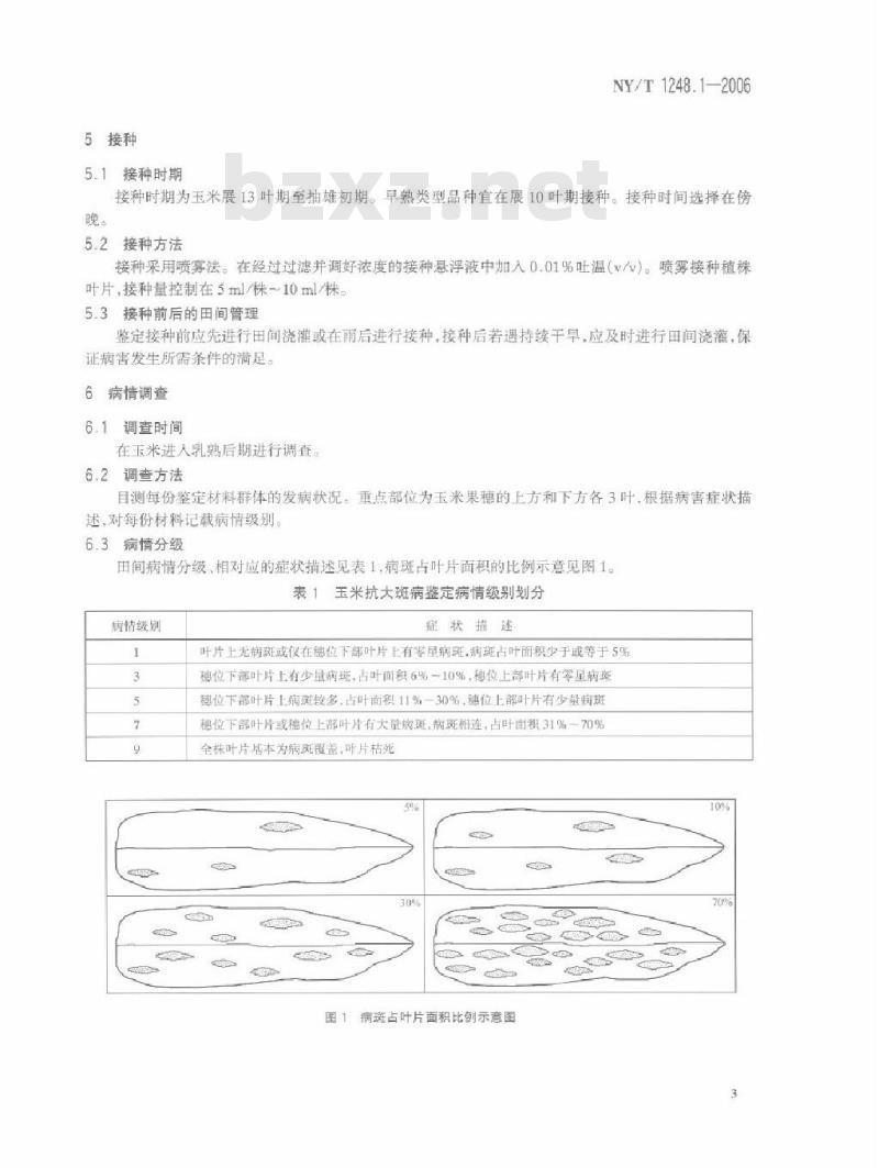 NY/T 1248.1-2006 玉米抗病虫性鉴定技术规范 第1部分：玉米抗大斑病鉴定技术规范