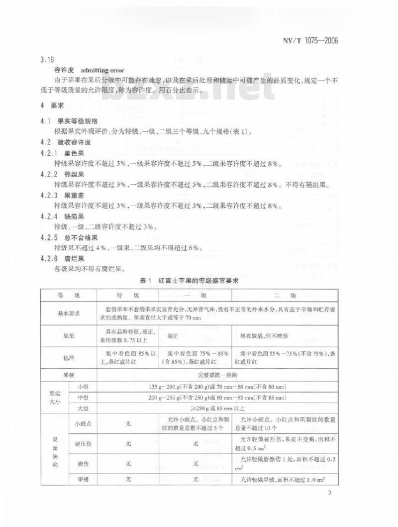 NY/T 1075-2006 红富士苹果